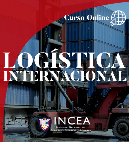 Una imagen de una carretilla elevadora con las palabras "Logística Internacional 1: Costos, Documentos y Transportistas" representando su papel en el curso de logística internacional.