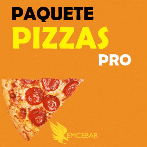 Una pizza con el nombre de producto 'Paquete Pizzas Pro' y cursos de pizza.