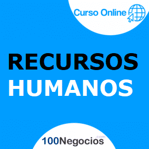 Un fondo azul con las palabras "Recursos Humanos" y un curso de Recursos Humanos.