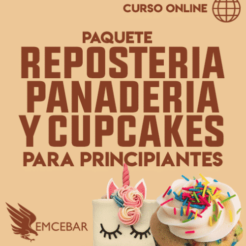 Paquete online de cursos de repostería, panadería y cupcakes para resepcionar el Paquete Repostería, Panadería y Cupcakes para Principiantes.