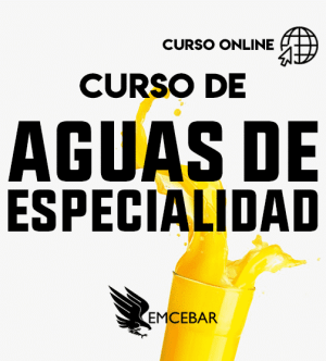 Un curso de aguas frescas de especialidad sirviendo una taza de jugo de naranja con las palabras curso de aguas de especialidad.
