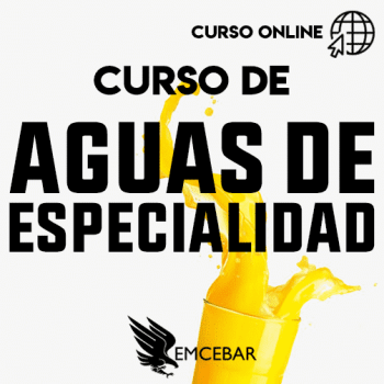 Un curso de aguas frescas de especialidad sirviendo una taza de jugo de naranja con las palabras curso de aguas de especialidad.