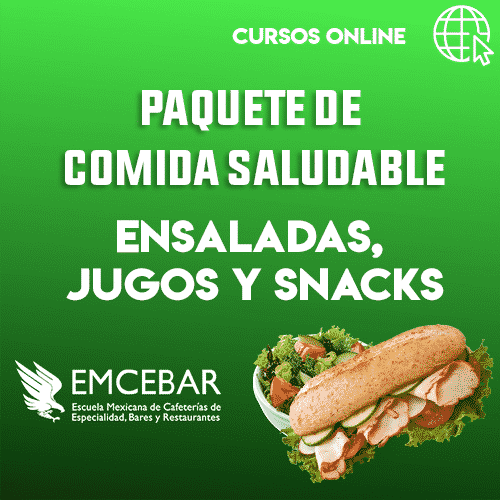 Paquete de Cursos Comida Saludable: ensaladas, jugos y snacks.